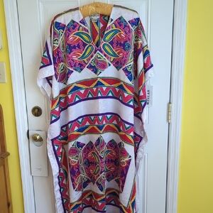 Winlar Caftan. Hand Screened Scarf Print. One Size